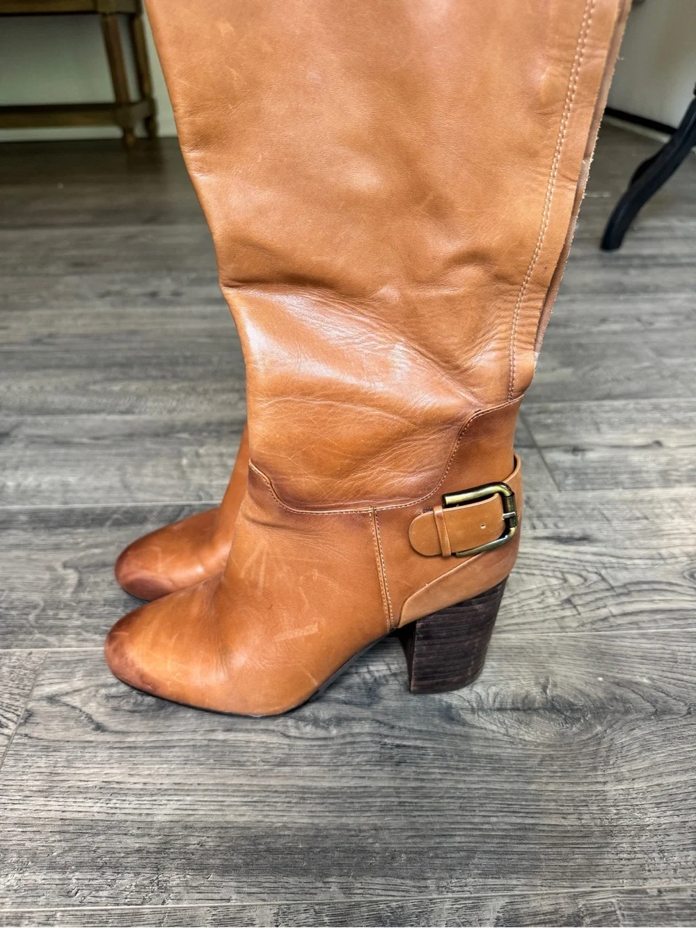 Vince Camuto Cognac Leather Over-the-Knee Boots